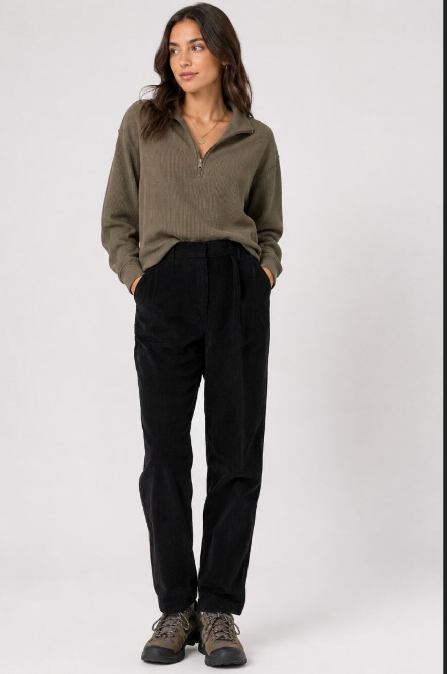 Eddie Bauer Vintage Corduroy Straight Leg Black Pants Gorpcore Utility Sz 8